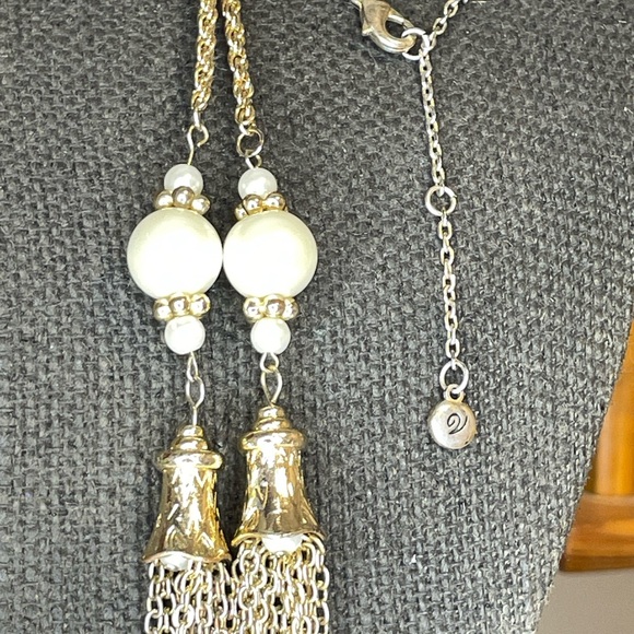 Gold-Tone Pearl Tassel Lariat Necklace - Picture 3 of 3